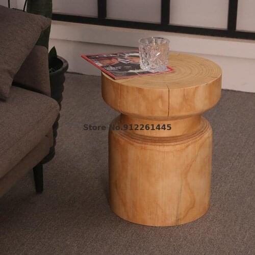 Free shipping Nordic sofa side table wooden pier coffee table mobile art side table solid wood side table living room creative w