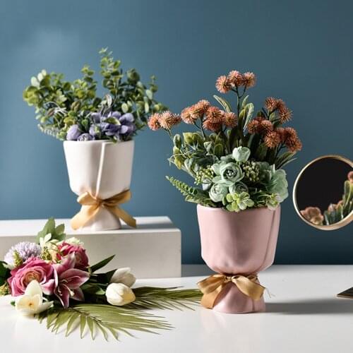 Flower Vase Dried Flower Holder Dkestop Plant Planter Flowerpot Home Decors