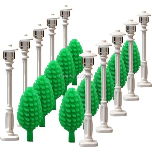 Lamp & Tree City Block Parts City Accessories Garden House Building Block Toy Street Light Kid Gifts Compatible Major Block