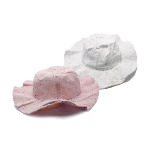 Infants Baby Girls Dots Fisherman Hats Sunhat Kids Summer Hats Straw Sun Caps Beach Hat for Caps 0-3Y