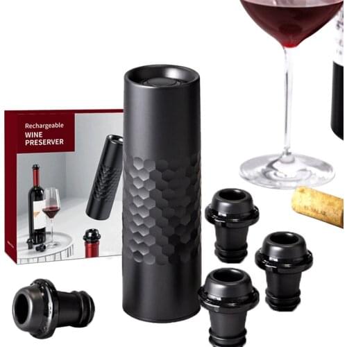 Rechargeable Electric Vacuum Wine Stopper Wine Storage Four Stopper Fresh-keeping Sealing Stopper Wine Aspirator Saver Pump