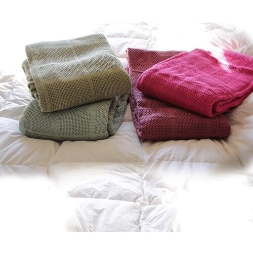 Cotton Solid Color Breathable Air Conditioning Blanket Sofa Car Siesta Blanket
