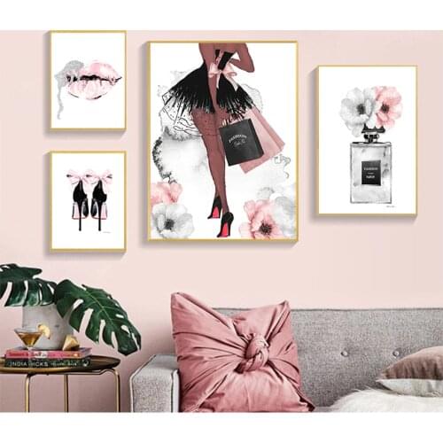 Art Canvas Painting Home Decor Living Room Frame Modular Pictures Nordic HD Printed Fashion Perfume Lip Poster High Heels Wall