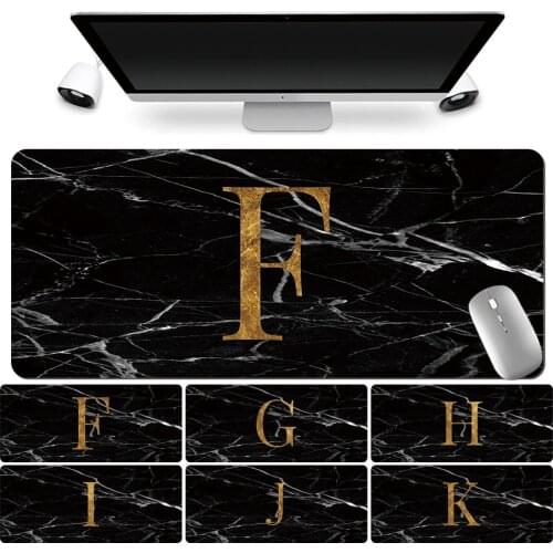 Mouse Pad Gaming Gamer Large Table Mat Waterproof PU Leather Computer Mouse-pad Black Marble Letter Series