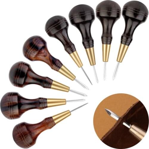 KAOBUY 1.5/3/4/5/6mm Handmade Leather Goods DIY Sandalwood Diamond Awl Rosewood Diamond Cone Leather Awl Diamond Cone Diamond