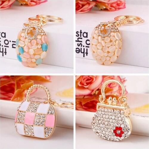 Creative studded bag key chain pendant ladies car key alloy key chain decoration