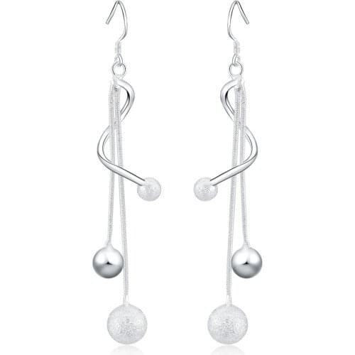 Fashion 925 Sterling Silver Earrings Flowing Water Hanging Beads Earrings Daughter Charm Jewelry Gift