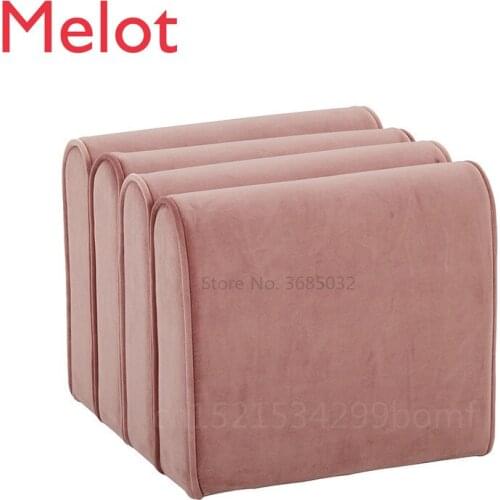 Fashion Cozy Stool Wooden Ottomans with Soft Flannel Cover Dining Benches Home Work Furniture Sofa Animal Square Armchair