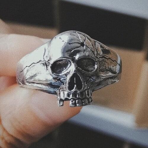 2021 Punk Vintage Stainless Steel Skull Rings for Men Statement Jewelry Accessories Gothic Silver Color Fashion Men Rings