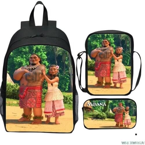 Disney Moana School Bag Set/3pcs for Students Boys Girls School Backpacks Shoulder Bagpack Children Bookbag