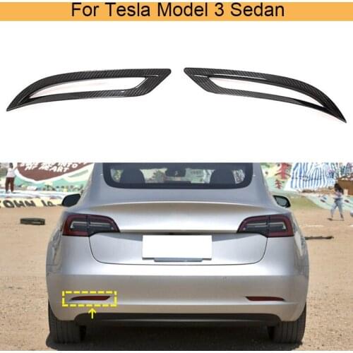 Carbon Fiber Rear Bumper Reflector Covers Trims for Tesla Model 3 Sedan 4-Door 2016-2020 Car Rear Bumper Reflector Trims Covers