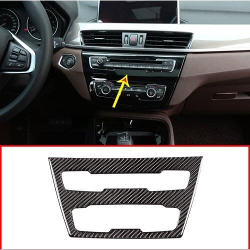 Real Carbon Fiber For BMW X1 F48 2016-2019 Central Control Volume Frame Panel Cover Trim Accessories