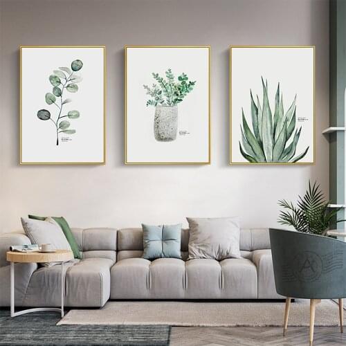 Nordic Fresh Wall Art Poster Modern Watercolor Plants Leaf Canvas Painting Decoration Wall Pictures For Living Room Home Decor