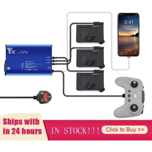 New 4 In 1 Battery Charger Hub For DJI FPV Drone Remote Controller Battery SmartPhone Charging Hub Quick Charger Parts
