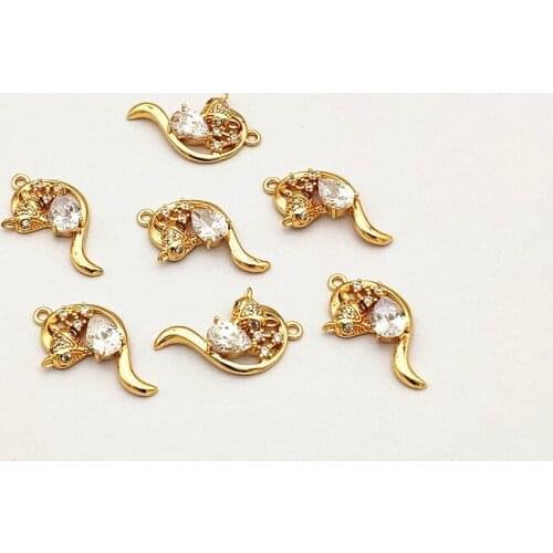 New arrival! 27x14mm 50PCS Cubic Zirconia fox shape Charm for Hand Made Earrings DIY parts,Jewelry Findings & Component