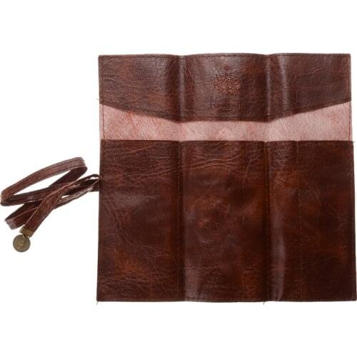 PU Leather Rollup Pencil Case Vintage Style Pencil Bag Pouch Pen Make Up Cosmetic Bag Holder For Stationery School Supplies