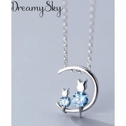 Boho Charm Long Cat Moon Necklaces for Women Bridal Statement Necklaces Collar Jewelry Girls Gift 2021