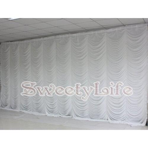 Pure White luxury water fall wedding Backdrop with scale drapes party decoration