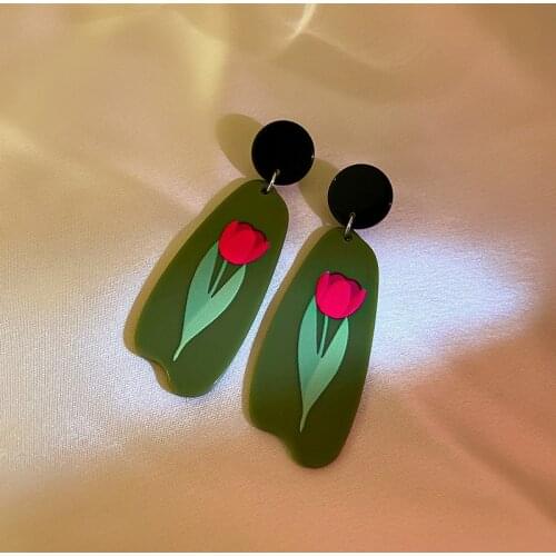 European And American Fashion Exaggerated Personality Trend New Flower Earrings Earrings Net Red Temperament Design Earrings