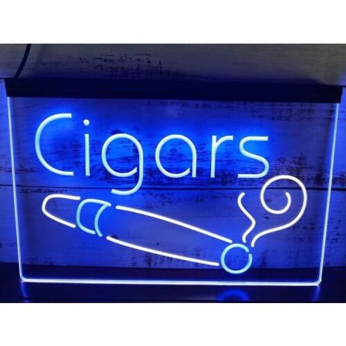 SS115 Cigars Lover Room Décor Dual Color LED Neon Sign