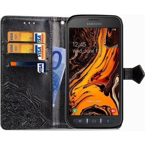 Embossed Mandala PU Leather Wallet Card Pocket Magnetic Phone Case Cover for Samsung X Cover 4 4s G390 Feel 2 SC-02L SCV43 SCV46