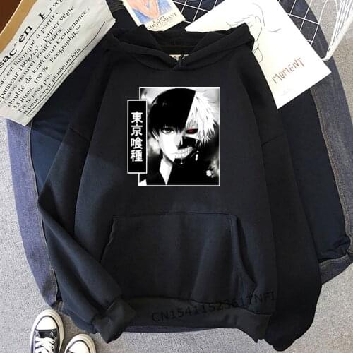 Tokyo Ghoul Anime Haikyuu Hoodies Men Cartoon 90s Kaneki Ken Japanese Sweatshirt Unisex Oversized Streetwear Male Warm