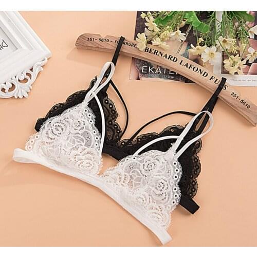 Women Transparent Lace Bra Ladies Sexy Invisible Bra Small Size Bras Fashion Holllow Out Bralette Floral Wire Free Bras