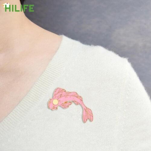Fish Badge Koi Brooch Fashion Jewelry For Women Family Kid Friends Blessing Gifts Cute Goldfish Enamel Pin Denim Lapel