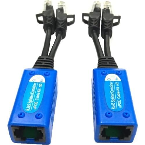 1 Pairs POE Combiner Two Pieces Camera use one RJ45 Cable POE Cable Kit POE Adapter Connectors Passive Power Cable for POE Camer