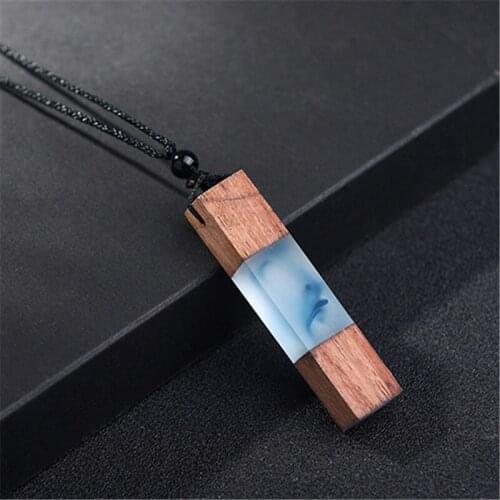 1 Piece Free Shipping Drop Shipping Women Men Necklace Handmade Resin Wood Necklaces & Pendants Rope Chain Wooden Jewelry Gift
