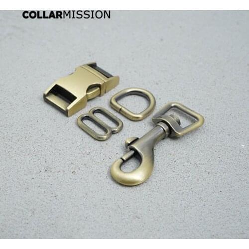100psc/lot (metal buckle+adjust buckle+D ring+metal dog clasp/set) DIY dog collar 15mm sewing accessory plated buckle 8 kind