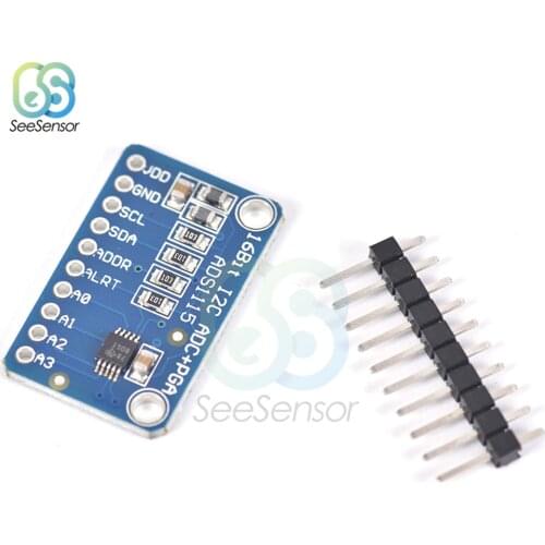 16 Bit I2C ADS1115 ADS1015 Module ADC 4 channel with Pro Gain Amplifier RPi 2V to 5.5V