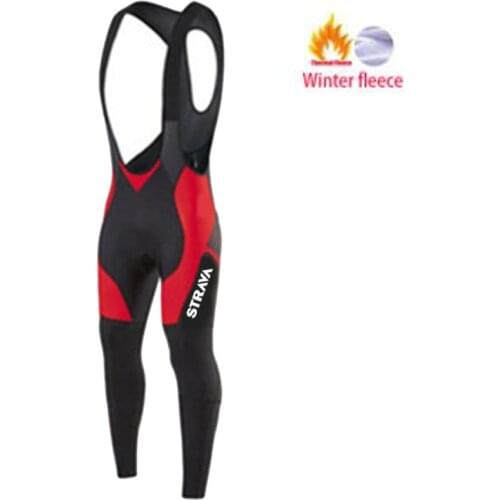 2021 STRAVA Warm Cycling Bib Trousers Winter Thermal Mountain Bike long Pants Bicycle Tights 19D Gel Pad Cycling Bib Pants