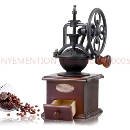 Ferris Wheel Design Vintage Manual Coffee Grinder With Ceramic Movement Retro Wooden Coffee Mill For Home Decoration 5pcs