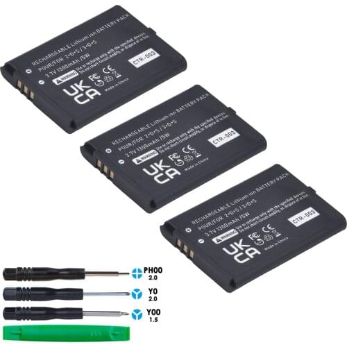 3pcs 1300mAh CTR-003 CTR003 Rechargeable Battery for Nintendo 3DS 2DS Gaming Console with Tools (Not Compatiable with 3DS XL)