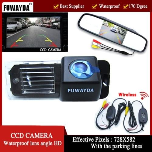 FUWAYDA Wireless Car Rear View Camera for VW Volkswagen Polo V (6R)/ Golf 6 VI/ Passat CC,with 4.3 Inch Rear view Mirror Monitor
