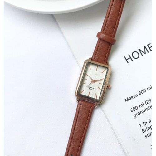 Elegant Simple Rectangle Ladies Watch Brown Quartz Clock 2020 Womens Fashion Casual Retro Leather Watches Female Wristwatches