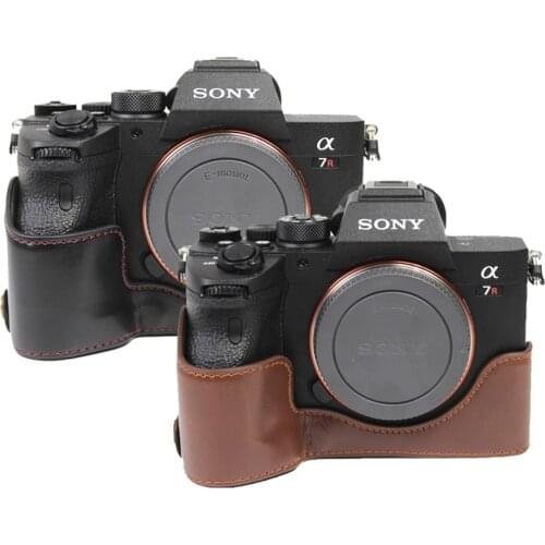 PU Leather Half Camera Case Bottom Bag Cover For Sony A7II A7S II A7R II A9 A7R3 A7 III A7R III A7R4 A7R IV