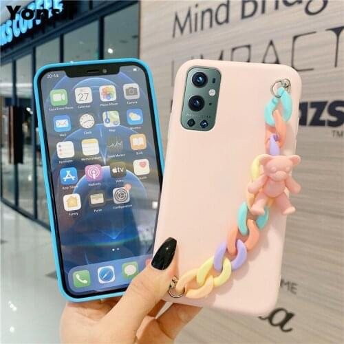 Bracelet Chain Phone Case For oneplus 8T 8 7T 7 9 Pro One Plus 6T 6 5T Nord Silicone Soft Coque Wrist Strap Cover oneplus 9R