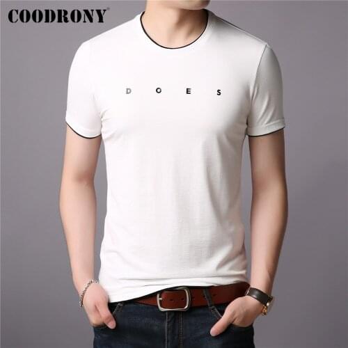 COODRONY Brand High Quality Cotton Tee Top Spring Summer Streetwear Fashion Letter Casual Short Sleeve O-Neck T-Shirt Men C5112S