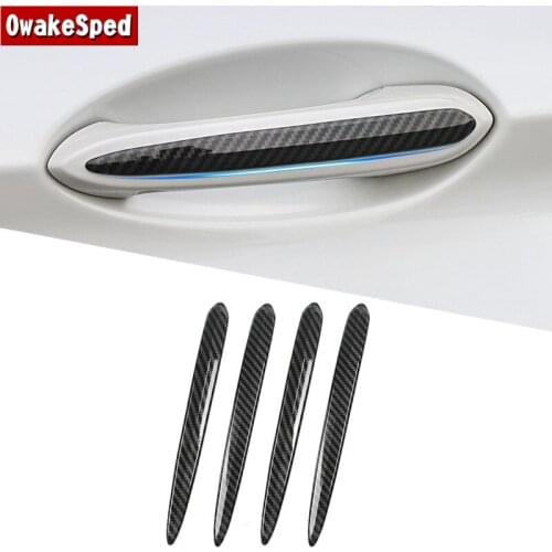 Carbon Fiber Color Car Door Handle Cover Frame Trim Strips For BMW 3 Series G20 2018-2020 ABS Automotive Exterior Accessories
