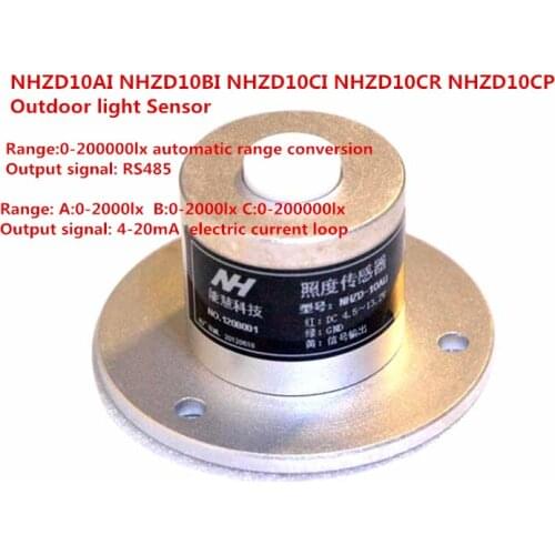NHZD10AI NHZD10BI NHZD10CI NHZD10CR Outdoor light Sensor Indoor Illuminance transmitter 0-200000lx 4-20mA Light Intensity Sensor