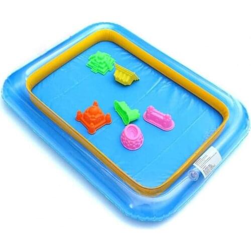 Children Funny Kids Sand Tray Square Inflatable Elevated Large Sandbox PVC Tray Castle Stacking Play Toy 60cm x 45cm