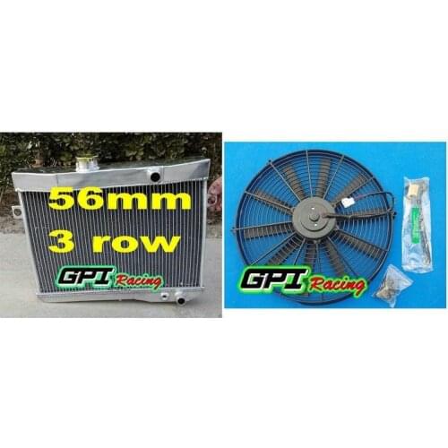 Gpi 56mm aluminum radiator + FAN FOR Volvo Amazon P1800 B18 B20 engine GT 1959-1970 M/T