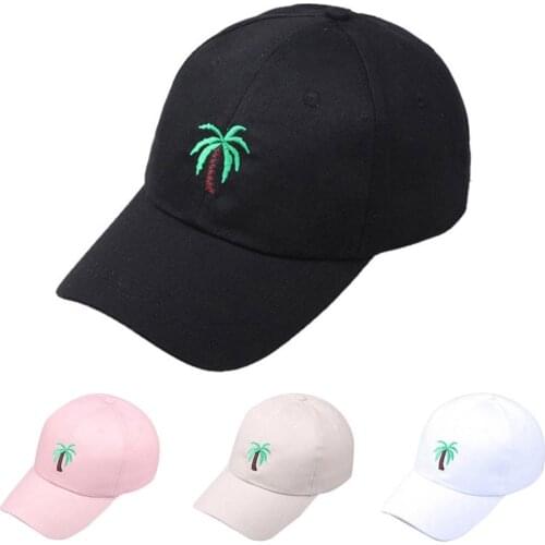 Cotton Baseball Cap Summer Outdoors Palm Tree Embroidery Visor Baseball Cap Adjustable Snapback Hat