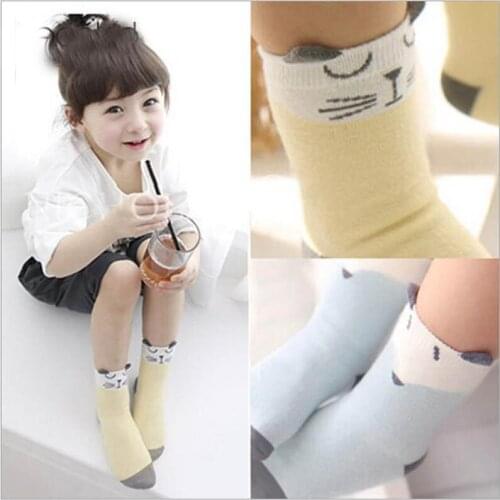 Girl Boy Animal School Cotton Anti-slip Knee High Kids Baby Socks Cartoon Animal Cat socks For newborns infantile