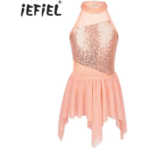 IEFiEL Teen Girls Ballet Dancewear Cutout Back Dancing Costumes Ballerina Ballet Competition Dress Gymnastics Leotard for Kids