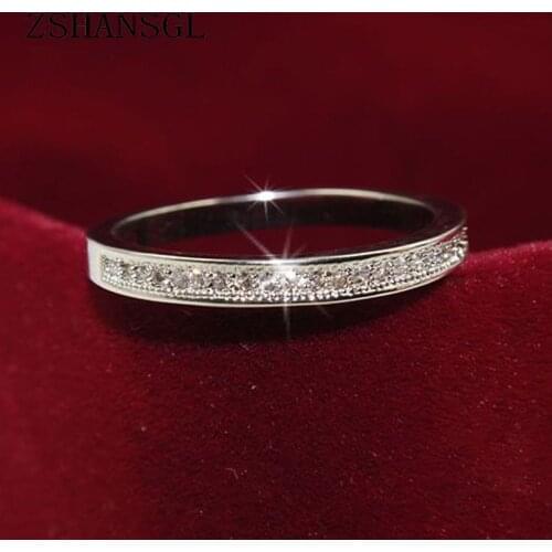 Classic Silver Color Rings High Quality Circle Clear Dazzling CZ Geometric Stackable Rings for Women Wedding Jewelry Gift