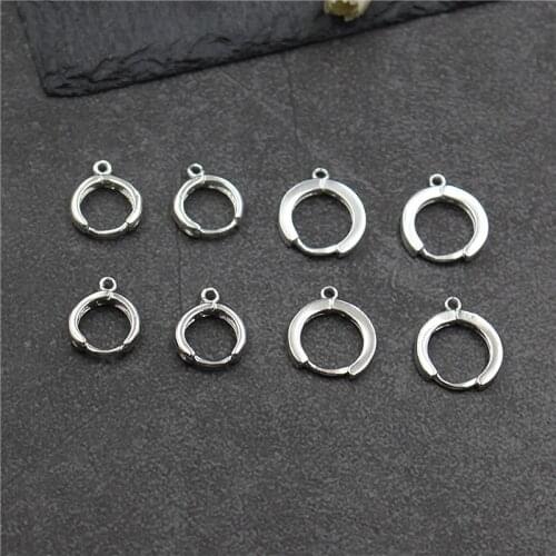 1 pair Fashion 100% 925 Sterling Silver Round Earring Hooks 10mm 12mm Handmade Earring Clip With Loop DIY Jewelry Making Charms