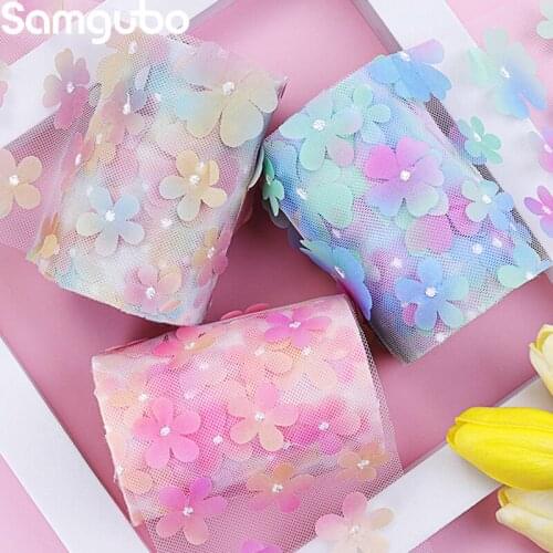 10Yards 6cm Flowers Ribbons for Crafts DIY Organza Ribbon Decorative Ribbons Tulle Roll Fabric Sewing Needlework